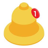 Notification bell is showing one new message vector