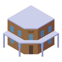 Western saloon building with covered terrace standing in isometric view vector