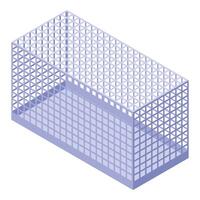 Empty metal cage isometric view representing animal enclosure or shipping container vector