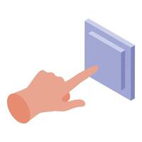Hand pushing light switch in isometric view vector