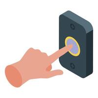 Finger ringing a doorbell button, isometric view vector
