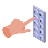 Hand pressing number seven on numeric keypad vector