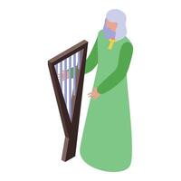 Ancient greek musician playing lyre, creating enchanting melodies vector