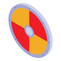 Round viking shield protecting from attacks in isometric view vector