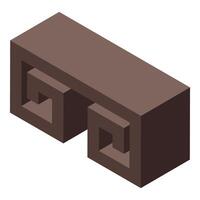 Brown architectural element showing greek key pattern in isometric view vector