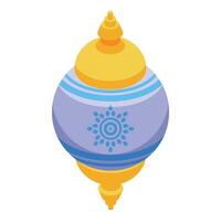 Spinning top toy with blue and gold colors rotating and balancing vector