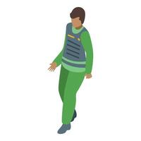 Security guard walking and protecting building entrance vector
