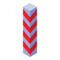 Red and white striped traffic column signaling parking restrictions in isometric view vector