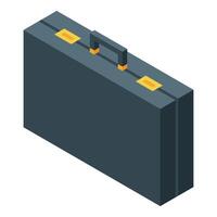 Closed diplomat briefcase with golden clasps in isometric view vector