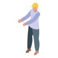Office worker showing something with open hands vector