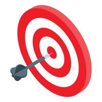 Dart hitting center of target, achieving business objective, marketing strategy success vector