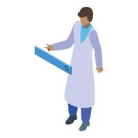 Scientist using search bar, exploring scientific information online vector