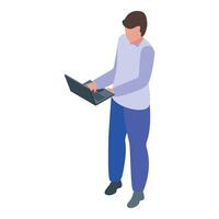 Programmer working on laptop, creating innovative software solutions vector