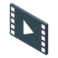 Play button over isometric movie screen displaying content vector
