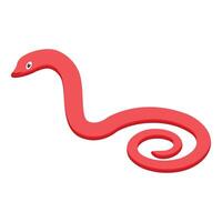 Red worm slithering and creating spiral shape isometric icon vector