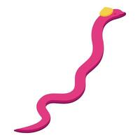 Pink worm crawling with seashell on its head, isometric view vector