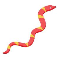 Red worm crawling and smiling, a colorful illustration of nature vector