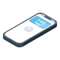 Smartphone showing heart rate monitor app and bpm data vector