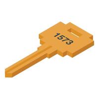 Golden key with number 1573 opening access to security and safety vector
