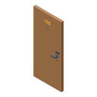 Hotel room door number 155 showing security features in isometric view vector