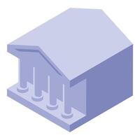 Isometric bank building with columns representing financial institution vector