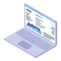 Laptop showing statistics and charts, representing data analysis and business strategy vector