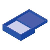 Partially open matchbox in blue showing striking surface ready to ignite a flame vector
