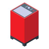 Red washing machine with control panel displaying washing settings isometric view vector