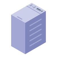 Modern dryer machine displaying control panel and ventilation grill in isometric view vector