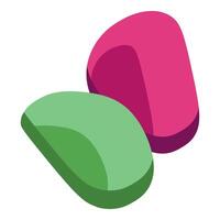 Two smooth pebbles creating a butterfly shape on white background vector