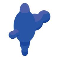 Blue dynamic abstract shape flowing and transforming in isometric view vector