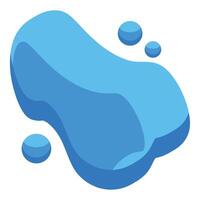 Blue liquid splashing and forming drops in isometric view vector
