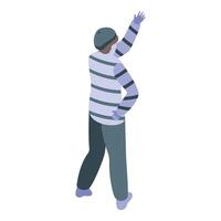 Prisoner waving goodbye while leaving jail after serving time vector