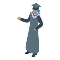 Isometric projection of a graduating student making a presentation vector