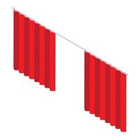 Red curtains hanging on a rail, separating spaces with elegance vector