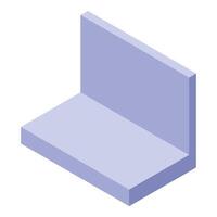 Light purple l shaped wall creating a corner in isometric view vector
