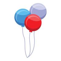 Red, blue and purple balloons floating with string attached vector