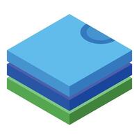 Stacked squares forming a multilayered structure in isometric view vector