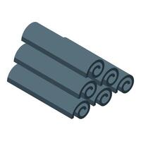Rolled yoga mats stacked on top of each other forming a pyramid shape vector