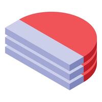 Stack of semicircle magnets creating magnetic field lines isometric icon vector