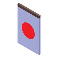 Japanese flag hanging vertically with isometric view vector