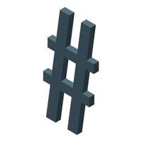 Dark gray hashtag symbol floating in white space vector