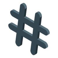 Dark gray hashtag symbol floating on white background vector