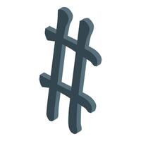 3d hashtag symbol floating on white background vector