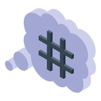 Hashtag symbol floating in a thought bubble representing social media trends vector