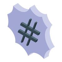 Hashtag symbol floating on a purple speech bubble is representing social media trends vector