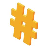 3d golden hashtag symbol floating on white background vector