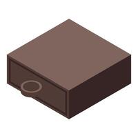 Closed wooden drawer with round handle in isometric view vector