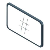 Smartphone showing hashtag symbol on screen, isometric view vector