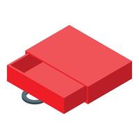 Red open matchbox with empty drawer isometric view vector